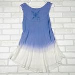 Raya Sun  Blue Ombre Boho Sleeveless Tunic Top with‎ Embellished Detail Size L Photo 7