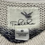 Tabitha Sweater Ivory Blue Striped Fuzzy Knit‎ Pullover Crew Neck Size Medium Photo 5