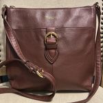 Tignanello Leather Crossbody Bag in Metallic Maroon Red Photo 0
