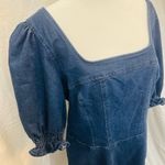 Betsey Johnson Denim Minidress Heart Zipper Y2K XL Puff Sleeve Cottagecore Retro Photo 3