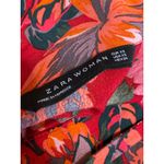 ZARA  Women's Red Multicolor Floral 3/4 Sleeve Mini Button Down Shirt Dress Sz XS Photo 2