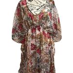 TAMSY Cream Color Flower Print Poly Chiffon Kaftan Women’s Beach Summer Boho O/s Pink Size undefined Photo 1