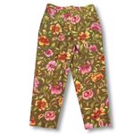 Talbots EUC VTG  Stretch Floral Cropped High Rise Pants Women's 8 Olive Green Photo 1
