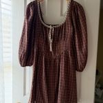 Brown Plaid Mini Dress Photo 2