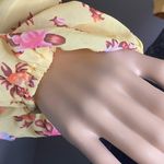 Glamaker Cropped Yellow Long Balloon Sleeve Floral Blouse Top Size Large Photo 5