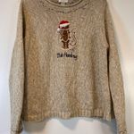 Christopher & Banks Beige Bah Humbug Holiday Sweater with Cat Design Women’s XL Photo 0