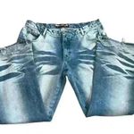 No Excuses  Blue Distressed Whitewash Flared & Frayed Wide Leg Junior’s Size 15 Photo 2