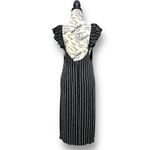 ZARA New  Size L Black Striped Ruffle V-Neck Midi Dress Sleeveless Open Back Boho Photo 3