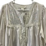 Aria White Satin Long Soft Lined Embroidered Modest House Dress Womens Medium Photo 5