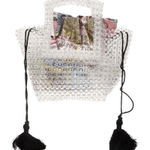 EMM KUO Transparent Beaded Crystal Boho Feminine Handle Clutch Women's Bag White Photo 0