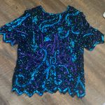 VINTAGE SEQUIN FORMAL TOP SZ 16/18 Blue Photo 5