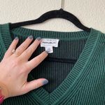 FOR THE REPUBLIC  Women's Forest Green V Neck Ribbed Sweater L Large Photo 2