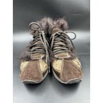 Coach COLETTE Logo Fabric Mongolian Lamb Lining Sz 7 Ankle Boot Lace Up Shoes Photo 1