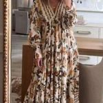 Free People  Rows Of Roses Maxi Dress in Ivory Combo Size Medium Photo 2