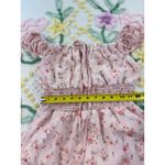 SheIn  Floral Tiered Midi Dress Off Shoulder Smocked Waist Short Sleeve Pink M Photo 5