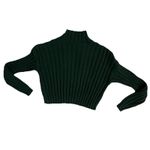 Moda International Cable Knit Sweater Large Chunky Cropped Boxy Mock Neck Green Photo 1