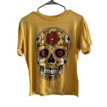 Hasta Siempre Sugar Skull Graphic Tee Yellow Medium Photo 1