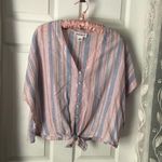 FOR THE REPUBLIC stripped metallic button down cotton oversized shirt, size S Photo 1