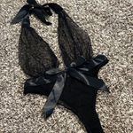 Black Mesh Satin Halter Tie Teddy Photo 1