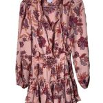 Misa Women's Lorena Mini Floral V neck Ruffle Skirt Dress sz S Photo 2