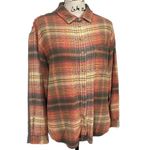 American Eagle Green Orange Plaid Fleece Flannel Oversized Button-down Shirt XS Photo 6
