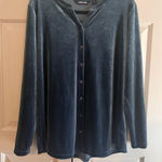 Lands' End Land’s End Blue Velvet Button Front‎ Top Size XL Photo 0