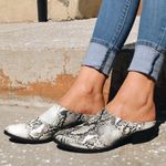 Qupid FAUX LEATHER SNAKE SKIN PRINT MULES BOOTIES CLOGS - SOCHI BLACK WHITE - SIZE 8 Photo 1