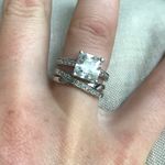 Lia Sophia  3 Ct Princess CZ Rhodium Silver Engagement Ring Sz 6 Photo 5