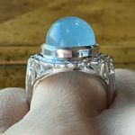 Natural Aquamarine Sterling Silver Cocktail Ring Size 6.75 Photo 1