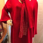 Style & Co Red Tunic Sweater with Scarf Photo 0