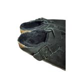 Birkenstock  Black Suede Leather Boston Shearling Clog Slippers Size 9.5 Photo 2