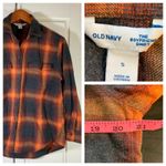 Old Navy Evermore Boyfriend Fit Flannel Shirt Orange Plaid Small Swiftie Cozy Photo 1