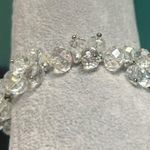 Chunky Statement Aurora Borealis Faceted Glass Crystal Bead Stretch Bracelet Silver Photo 3