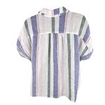 Old Navy Linen Blend Rolled Short Sleeve Tie-Hem Waist Striped Button Up Top Women’s XL Photo 4