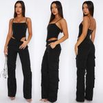 White Fox Boutique  Sound The Alarm Cargo Pants in Black Photo 2