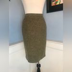 Oscar de la Renta Rare Vintage Olive Wool Tweed Pencil Skirt Sz 4 Photo 3