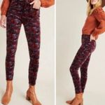 Anthropologie Pilcro Velvet light corduroy High-Rise Skinny Ankle floral Pants sz 29 Photo 9