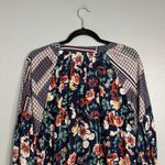 JODIFL  Floral Mixed‎ Boho Print Balloon Sleeve Top Flowy Relaxed V-Neck Medium Photo 6