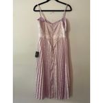 Lulus NWT  Lavender Purple Satin Pleated Floral Midi Dress Women's size Medium Photo 5