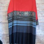 Free People  stepping out dress tunic top 3/4 raglan sleeves large striped pink Photo 6