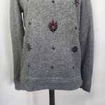 Loft Purple Jewel Embellished Grey Relaxed Sweatshirt Photo 3