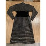 Fernando Sanchez Vintage brocade eyelet Long Sleeve black gold midi retro Dress Size XS Photo 10