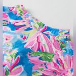 NEW Pink Blue Green & Ivory Abstract Floral Print Short Sleeve Knot Top Size L Size L Photo 5