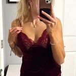 Maroon Velvet Lacey Tank Y2K Photo 0