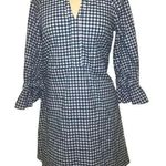 Who What Wear Blue & White Gingham MIDI Dress Photo 0