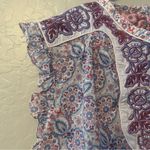 Robert Graham blue, pink and red paisley print embroidered sleeveless blouse Photo 4