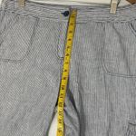 Rafaella  Linen Pants Womens Size 14 Blue Striped Ruched Capris Nautical Beach Photo 6