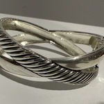 Crossover‎ Silver Tone Cable Bracelet Jewelry Hinged Bangle 7" NWOT Photo 0
