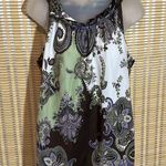 Dress Barn Purple White Green Paisley Halterneck Silk Feel Long Tank Top Large Photo 12