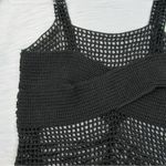 Crochet Tank Top Open Knit Black Cami Sheer Cut Photo 6